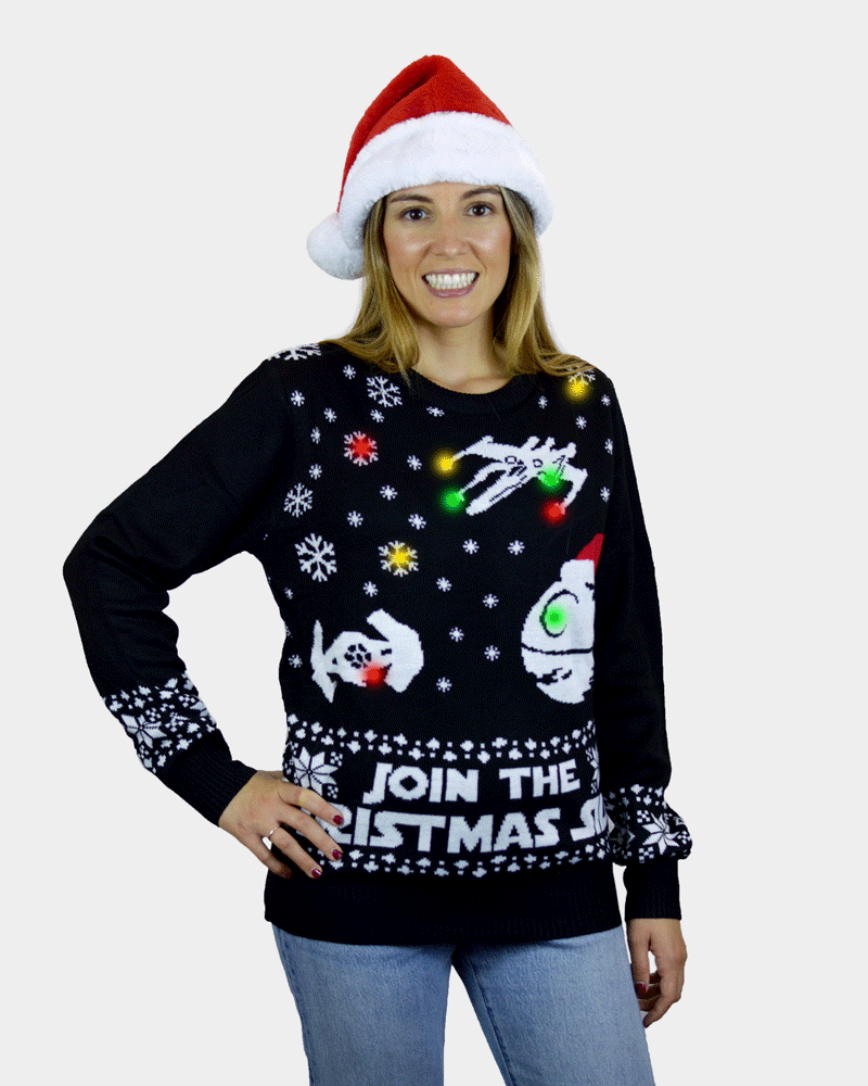 Jersey de Navidad con Luces LED Parejas Join the Christmas Side mujer