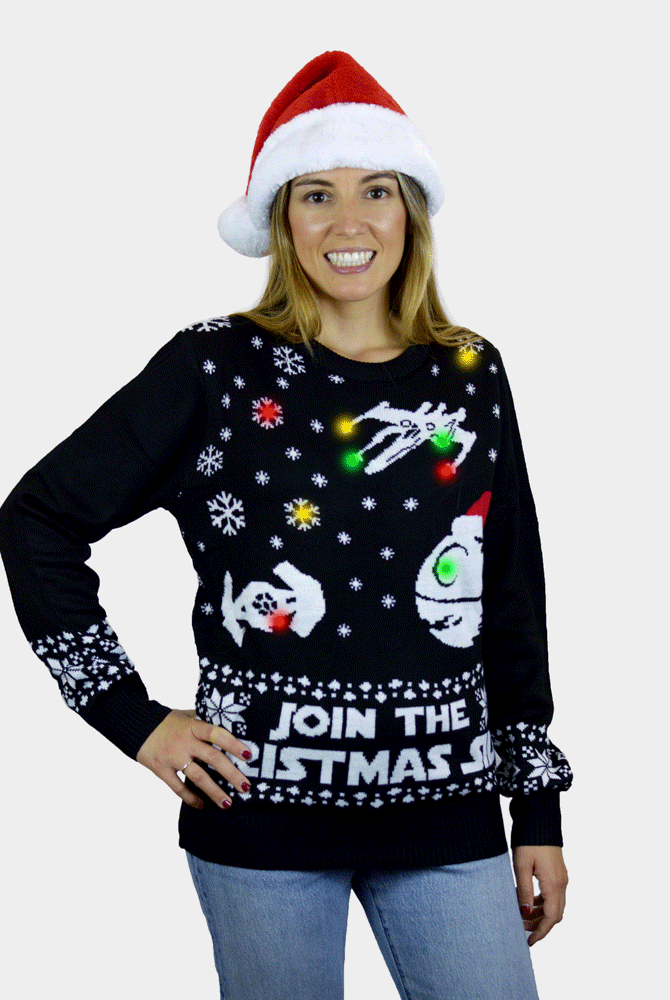 Jersey de Navidad con Luces LED Parejas Join the Christmas Side mujer