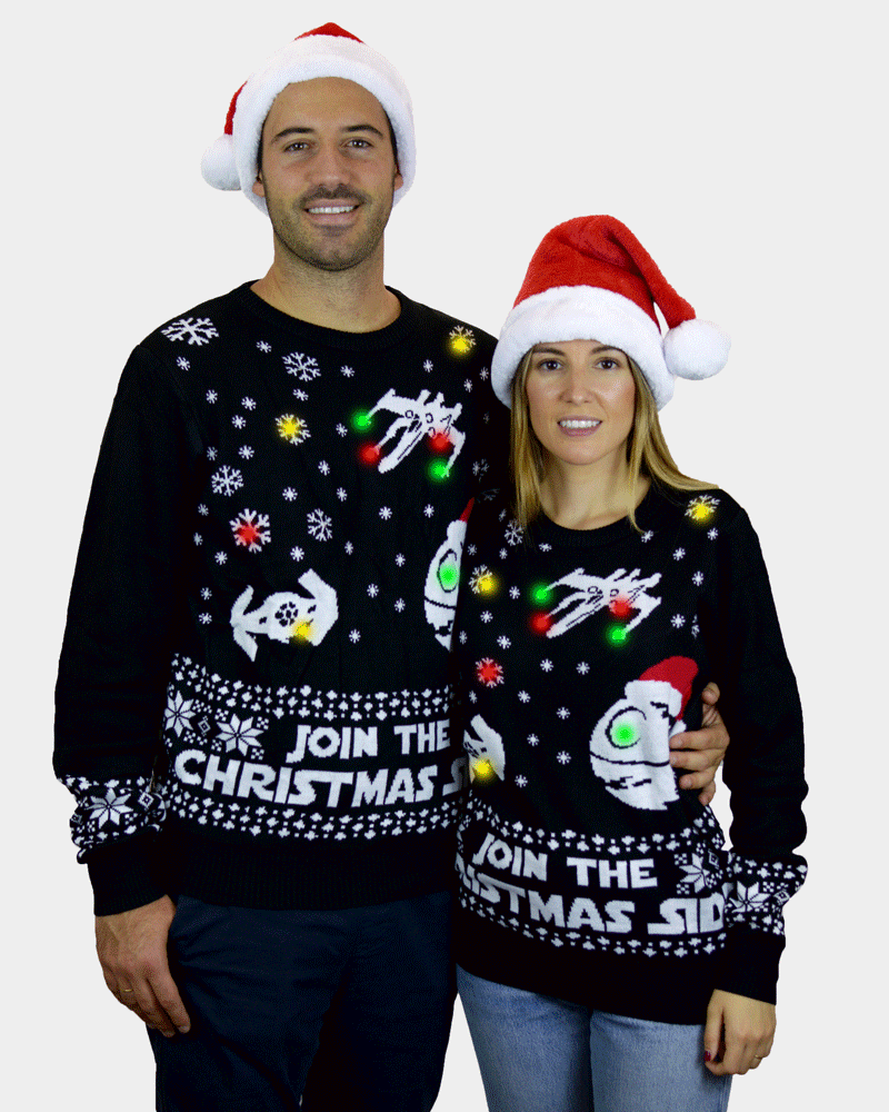 Jersey de Navidad con Luces LED Parejas Join the Christmas Side