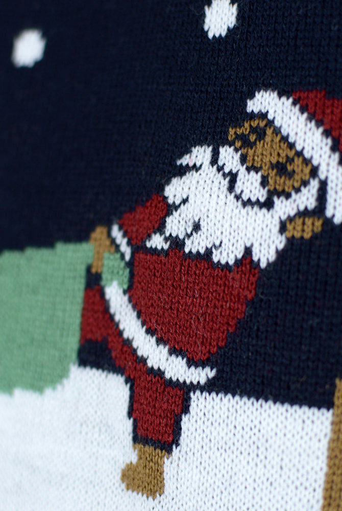 Jersey de Navidad con Luces LED Santa Mujer Azul Merry Christmas
