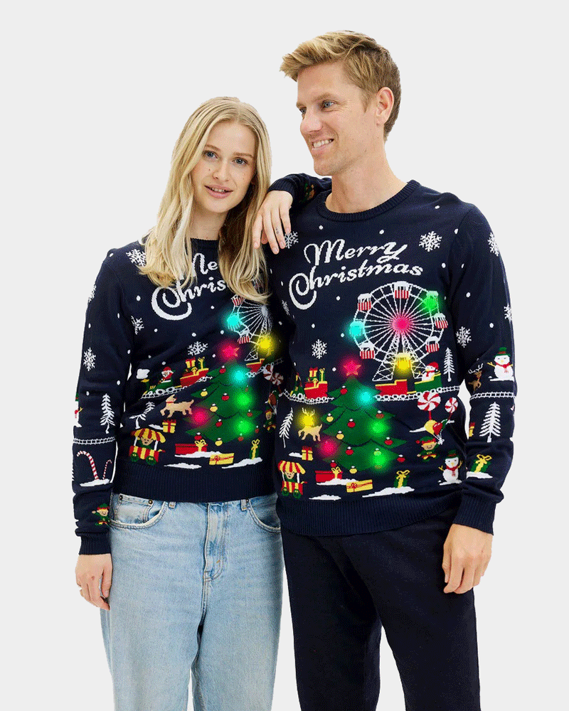 Jersey de Navidad con Luces LED para Mujer Feria Navideña Hombre