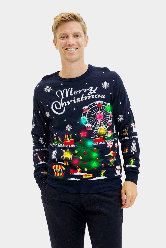 Jersey de Navidad con Luces LED Parejas Feria Navideña Hombre