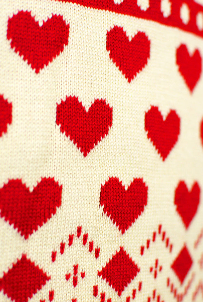 Jersey de Navidad Mujer Rojos Beige Algodón Orgánico Corazones