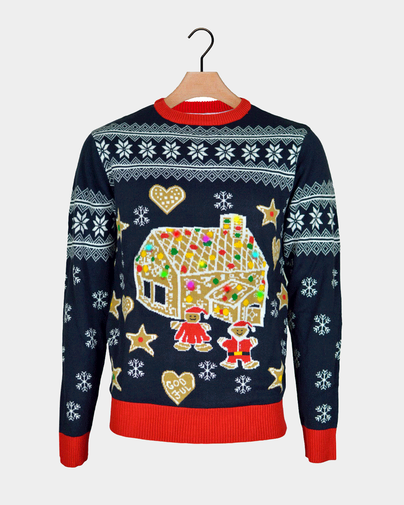 Casa Gingerbread Jersey de Navidad de Luces LED para Familia