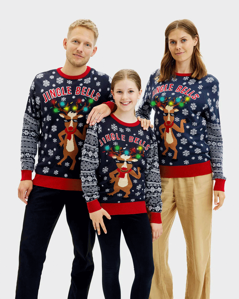 Jersey de Navidad de Luces LED para Familia Jingle Bells