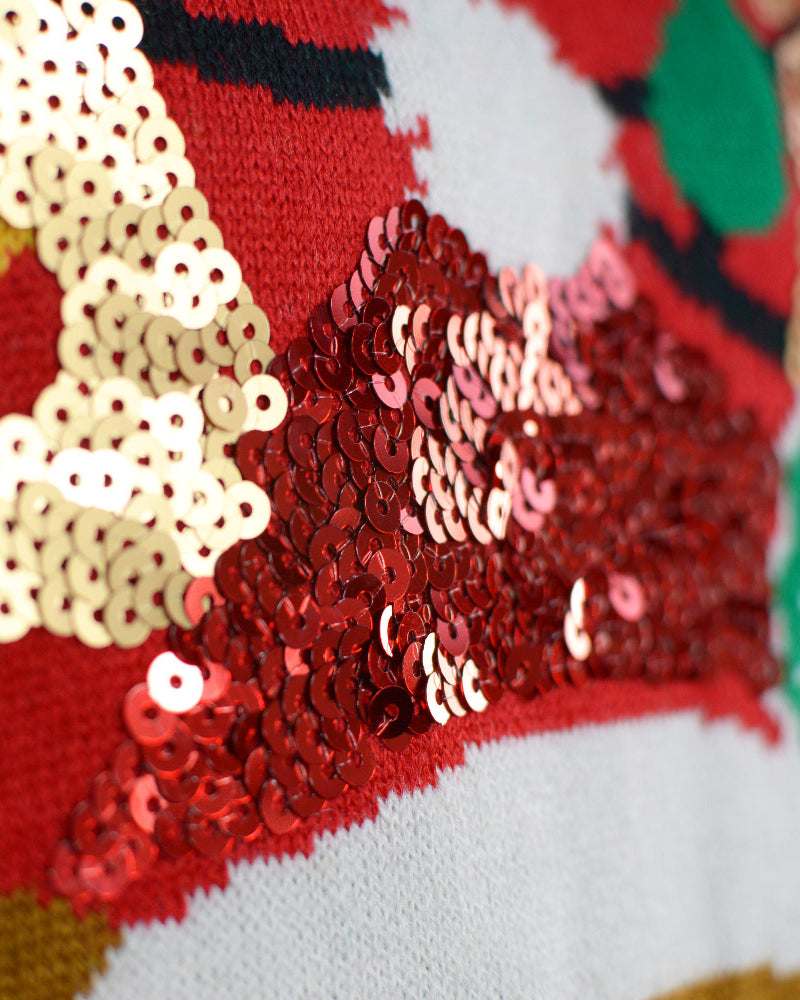 Jersey de Navidad detalle Luces LED Pareja Reno Brillante Lentejuelas