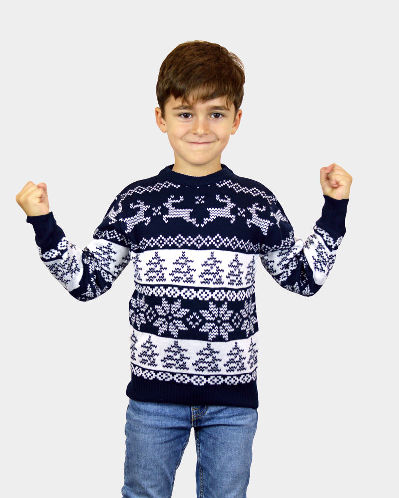 Jersey de Navidad para Familia Azul Polo Norte Niño