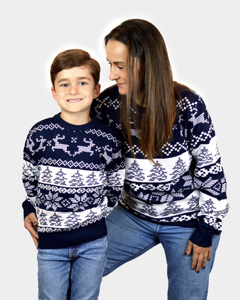Jersey de Navidad para Familia Azul Polo Norte