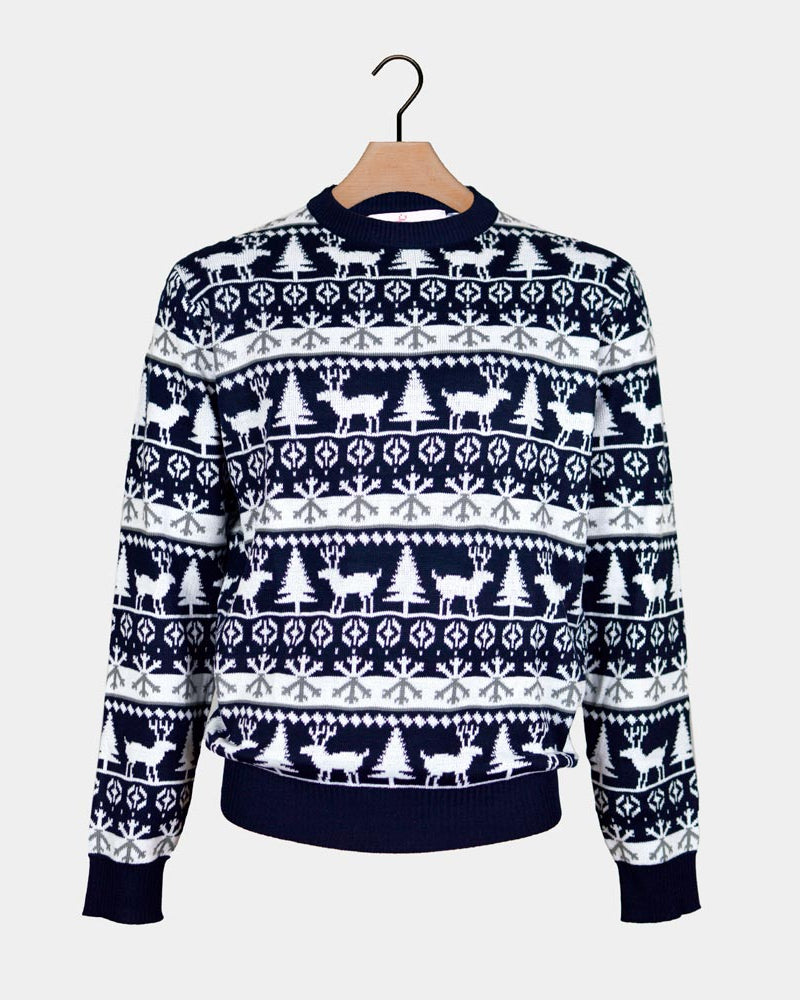 Jersey de Navidad Familia cenefas de Renos y Árboles