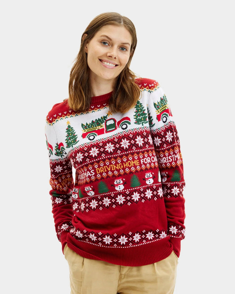Jersey de Navidad para Familia Driving Home Mujer