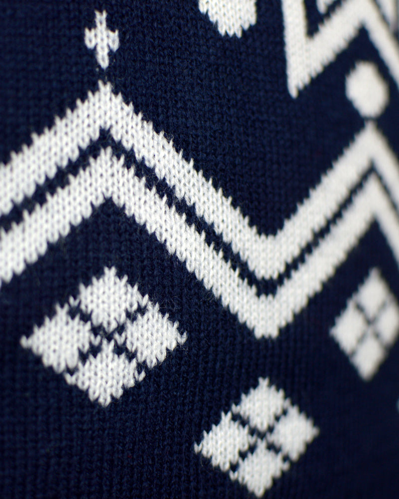 Jersey Navideño Azul Familia con Renos y Estrellas Nordic
