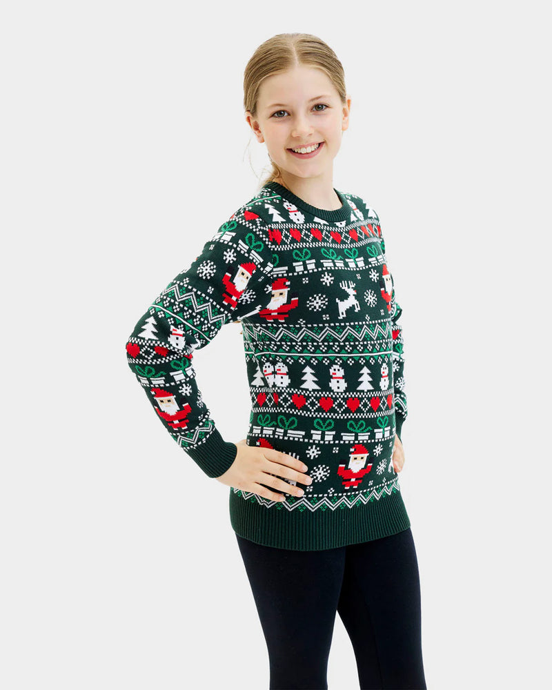 Jersey de Navidad para Familia Green Christmas Algodón Orgánico Niña