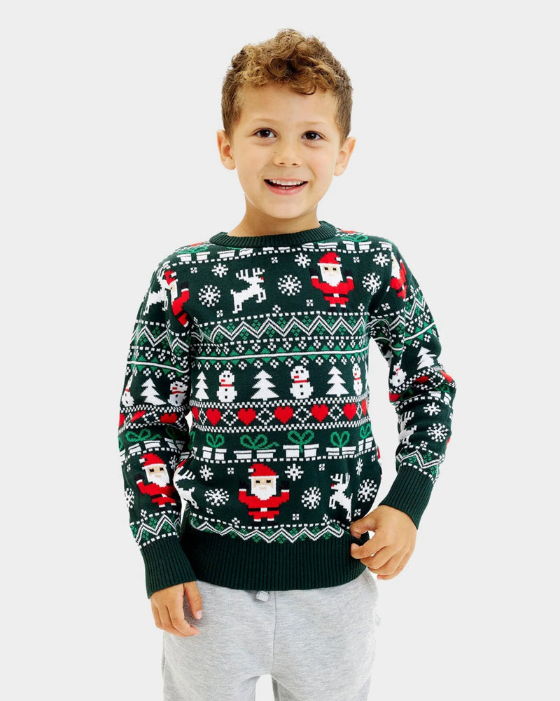 Jersey de Navidad para Familia  Green Christmas Algodón Orgánico nino