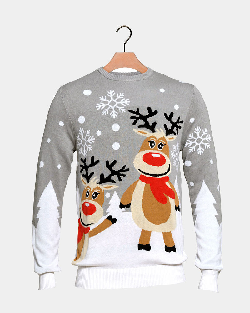 Renas Cute Jersey de Navidad para Familia Gris
