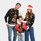 Jersey de Navidad para Familia Negro con Árbol de Navidad
