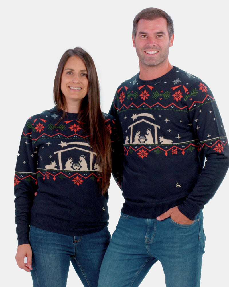 Jersey de Navidad para Familia Portal de Belén Pareja