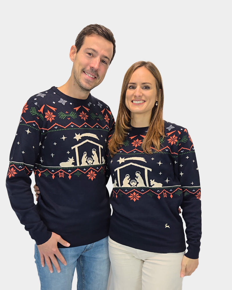Jersey de Navidad para Familia Portal de Belén Pareja
