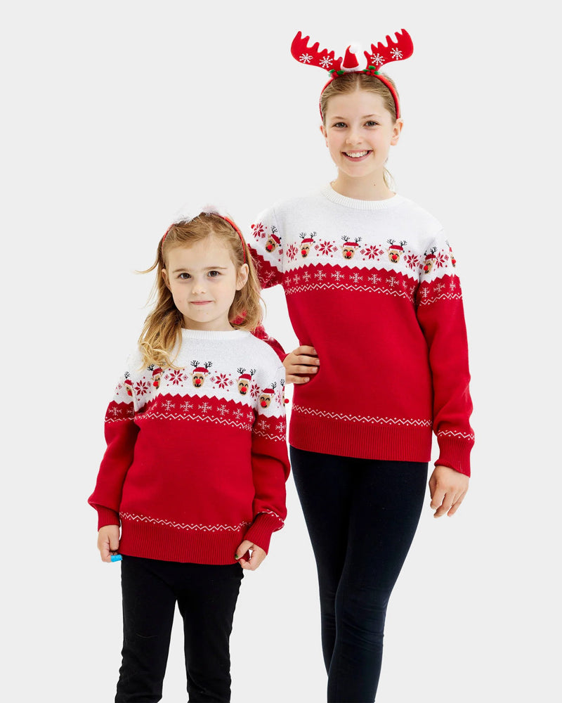 Jersey de Navidad Niña Familia Reno Adorable