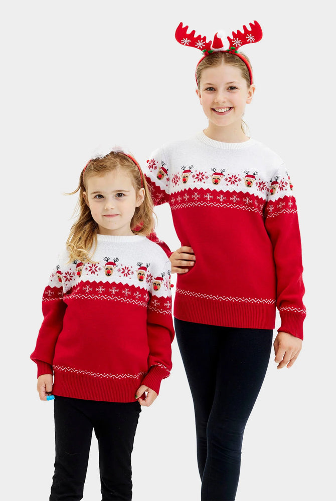 Jersey de Navidad Niña Familia Reno Adorable