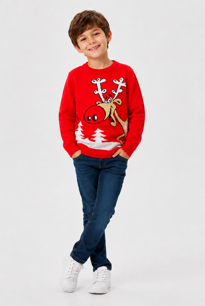 Jersey de Navidad Familia Reno con Cerveza Rojo Niño