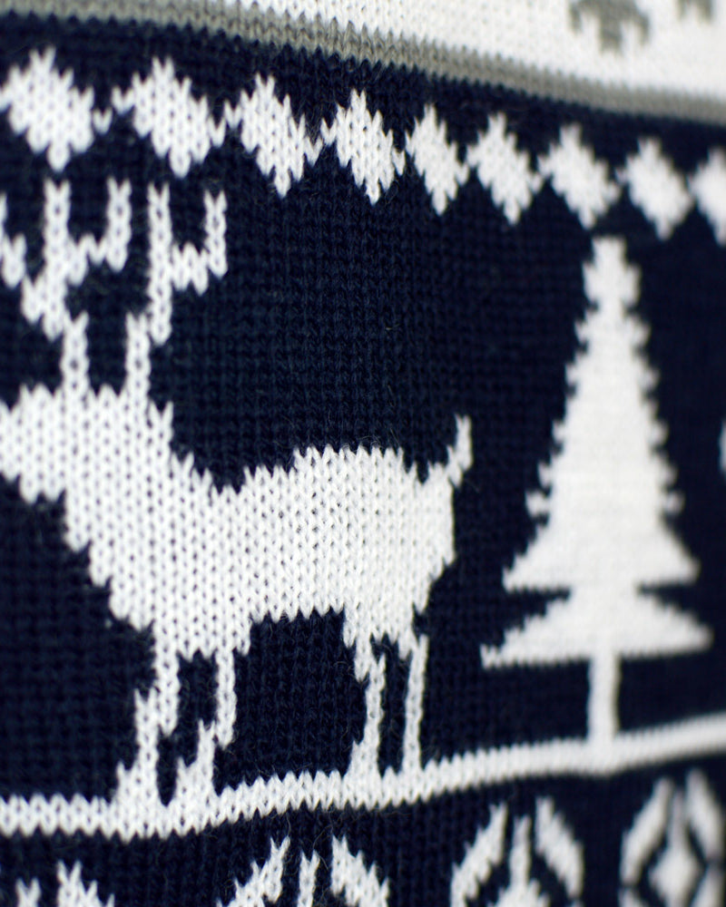 Jersey de Navidad para Familia de Renos y Árboles cenefas