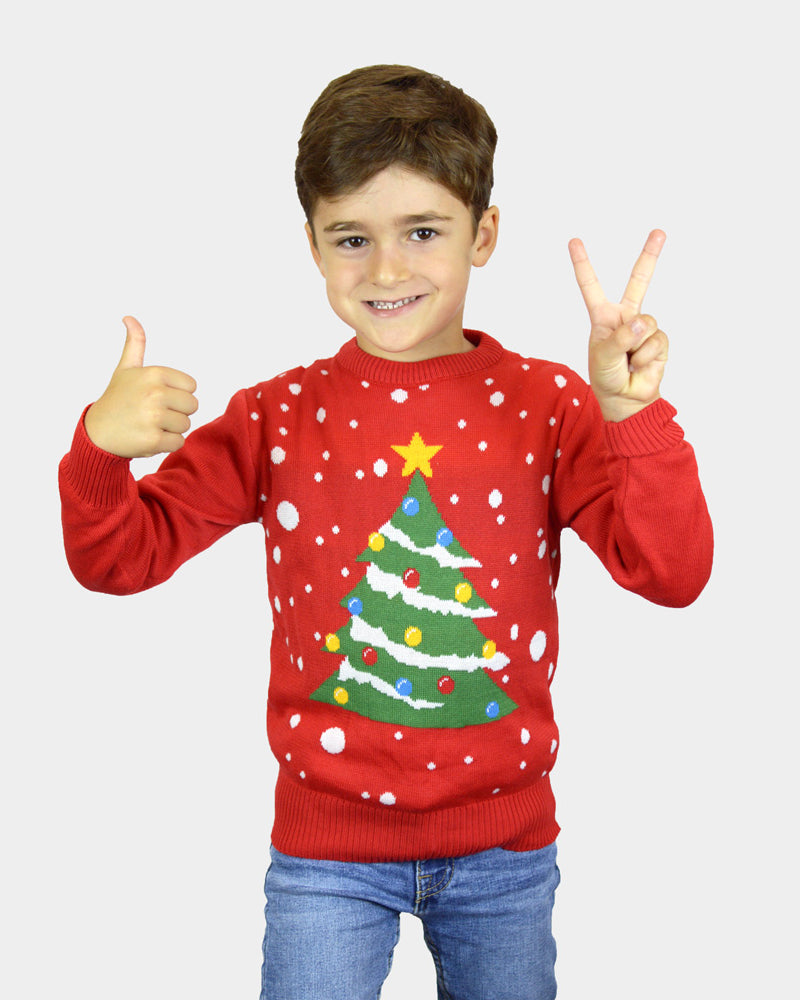 Jersey de Navidad ninos Familia Rojo Árbol de Navidad