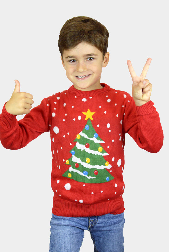 Jersey de Navidad ninos Familia Rojo Árbol de Navidad