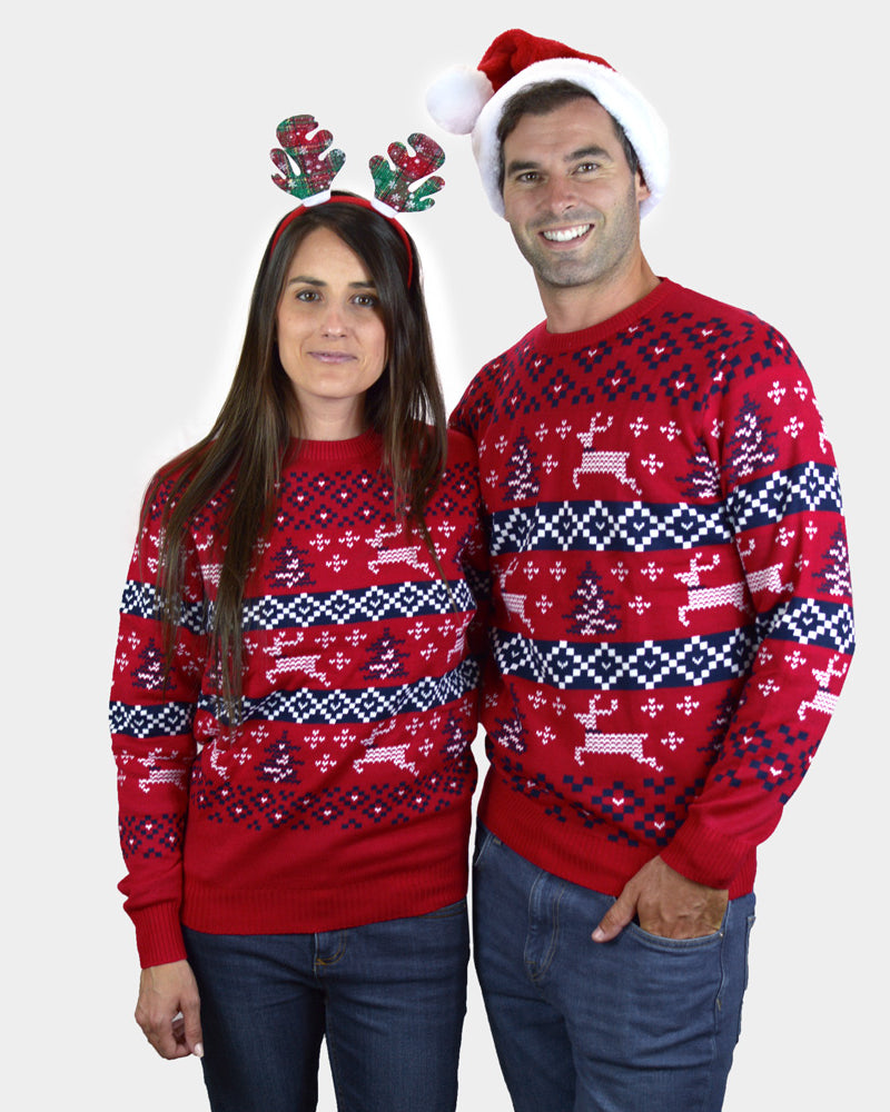 Jersey de Navidad para Familia Rojo Canadá pareja