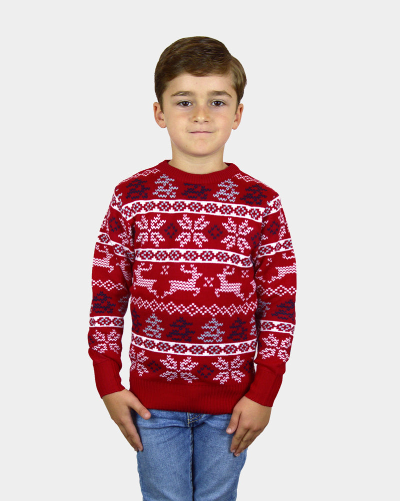 Jersey de Navidad para Familia Rojo Clásico Estrellas Polares Niño