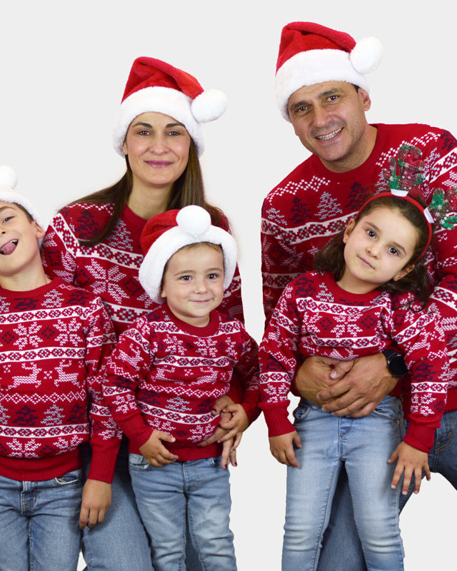 Jersey de Navidad para Familia Rojo Clásico Estrellas Polares