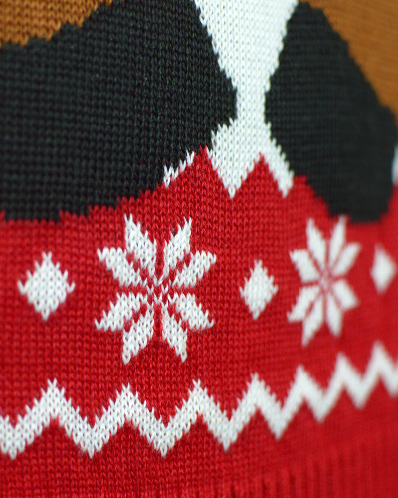 Jersey de Navidad para Familia Rojo Reno Rudolph Bufanda detalle