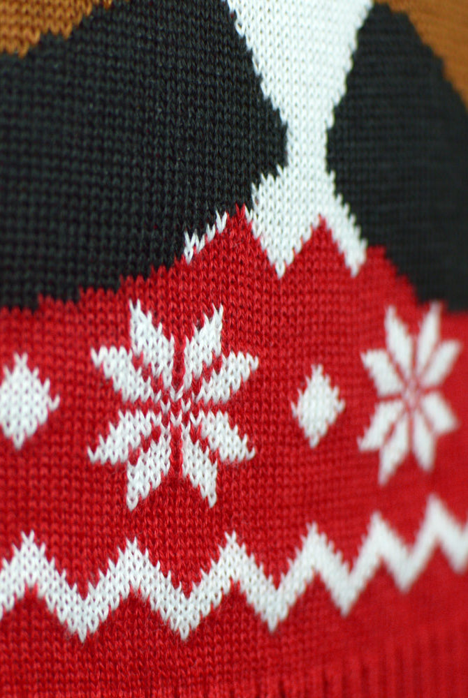Jersey de Navidad para Familia Rojo Reno Rudolph Bufanda detalle