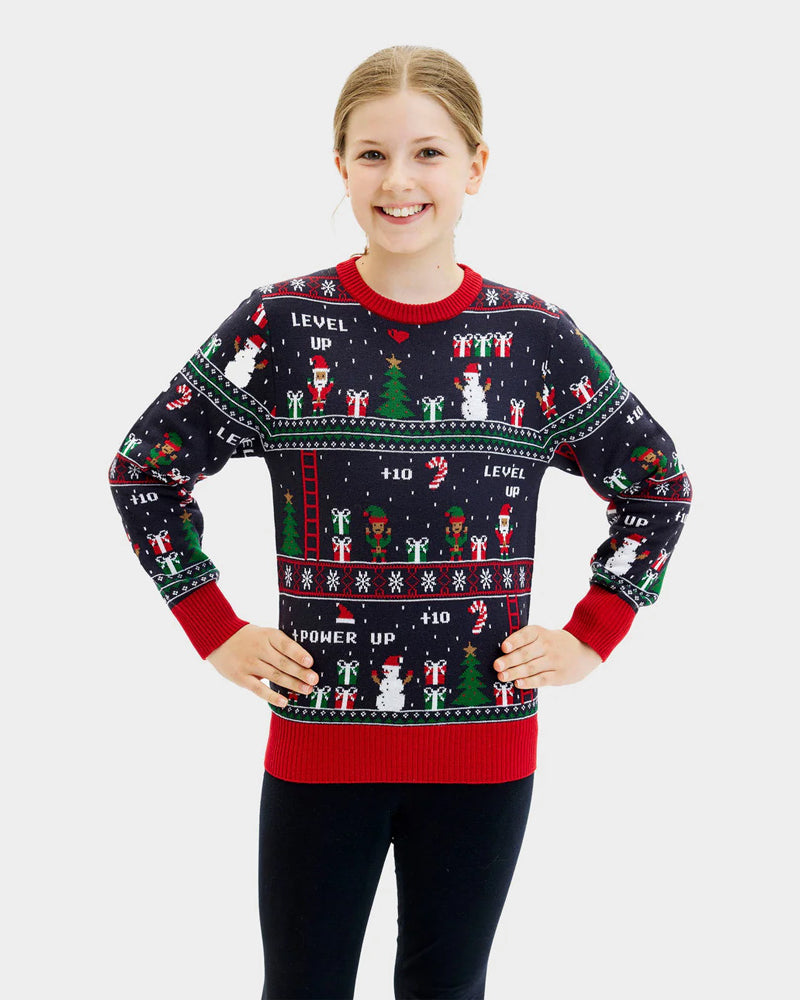 Jersey de Navidad para Familia Vintage Gaming Niña