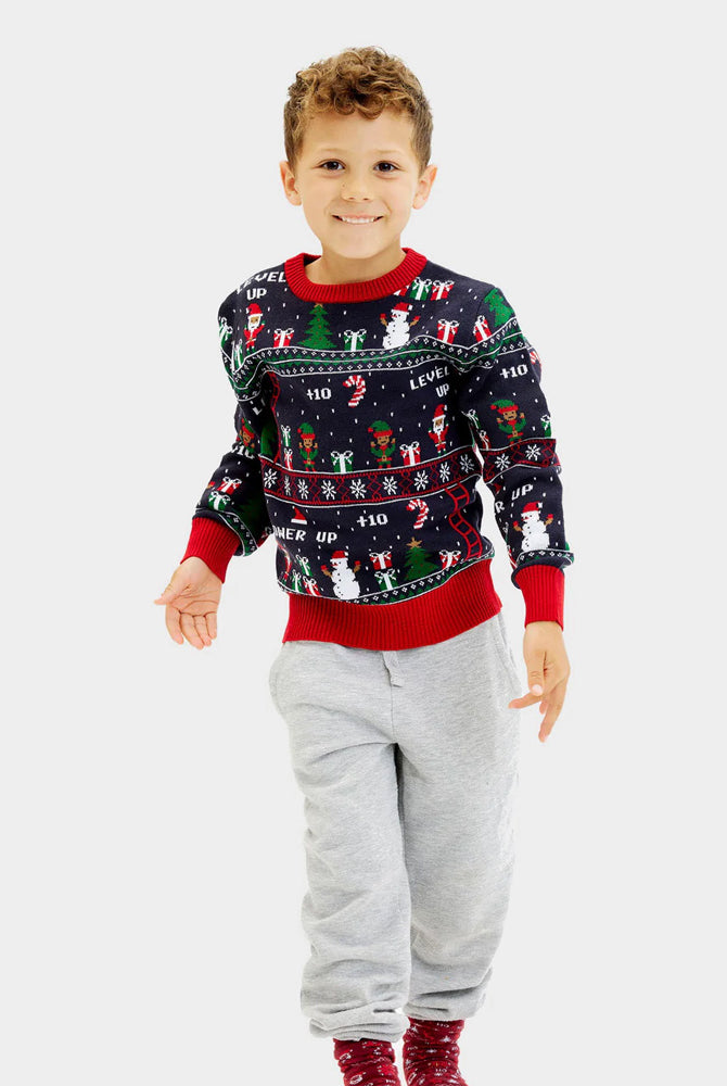 Jersey de Navidad para Familia Vintage Gaming nino