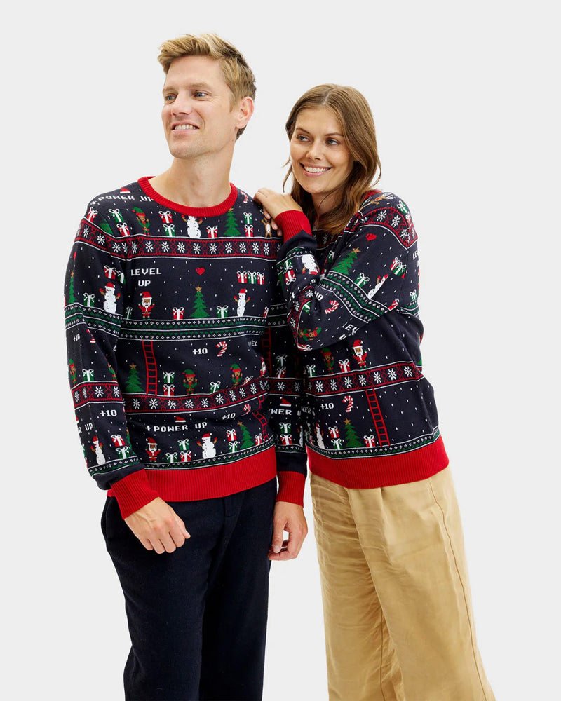 Jersey de Navidad para Familia Vintage Gaming Pareja
