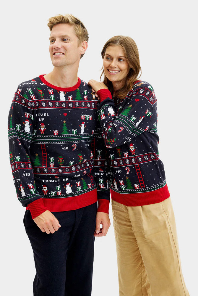 Jersey de Navidad para Familia Vintage Gaming Pareja