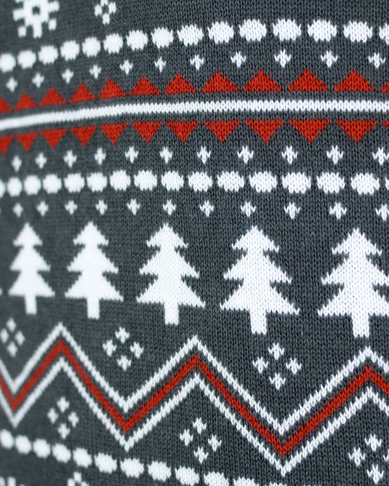 Jersey de Navidad Gris de cuello alto Hombre Renos Algodón Orgánico