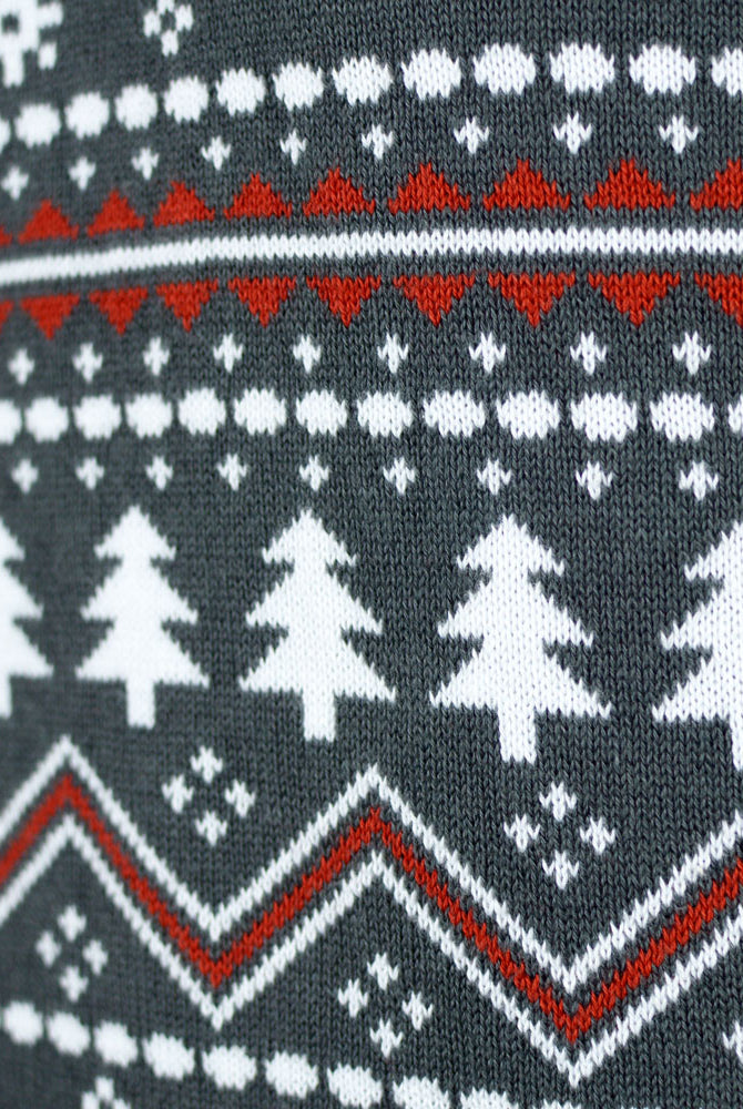 Jersey de Navidad Gris de cuello alto Hombre Renos Algodón Orgánico