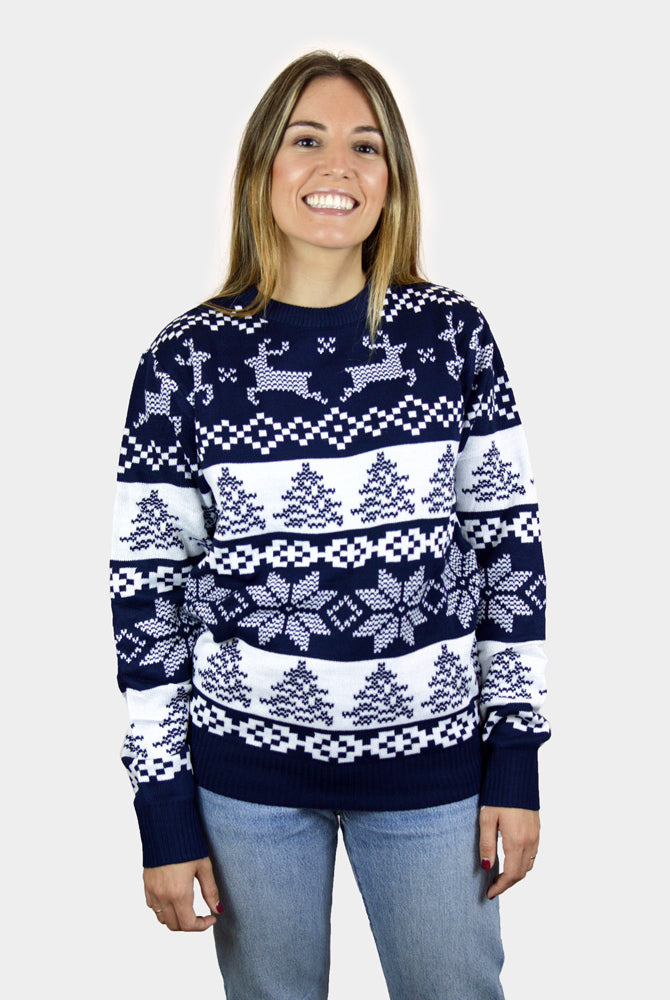 Jersey de Navidad Mujer Hombre Azul Polo Norte