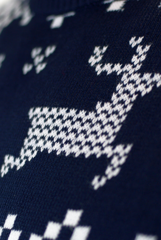 Jersey de Navidad para Hombre Azul Polo Norte reno