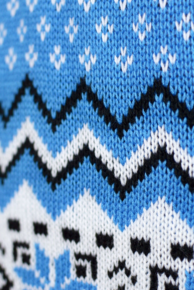 Jersey de Navidad con Renos Elegante Hombre Blanco, Gris y Azul