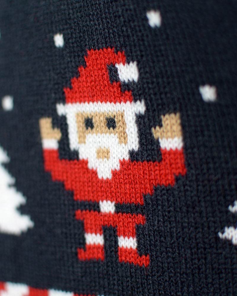 Jersey de Navidad para Hombre Cárdigan Azul Estrellas Polares Santa