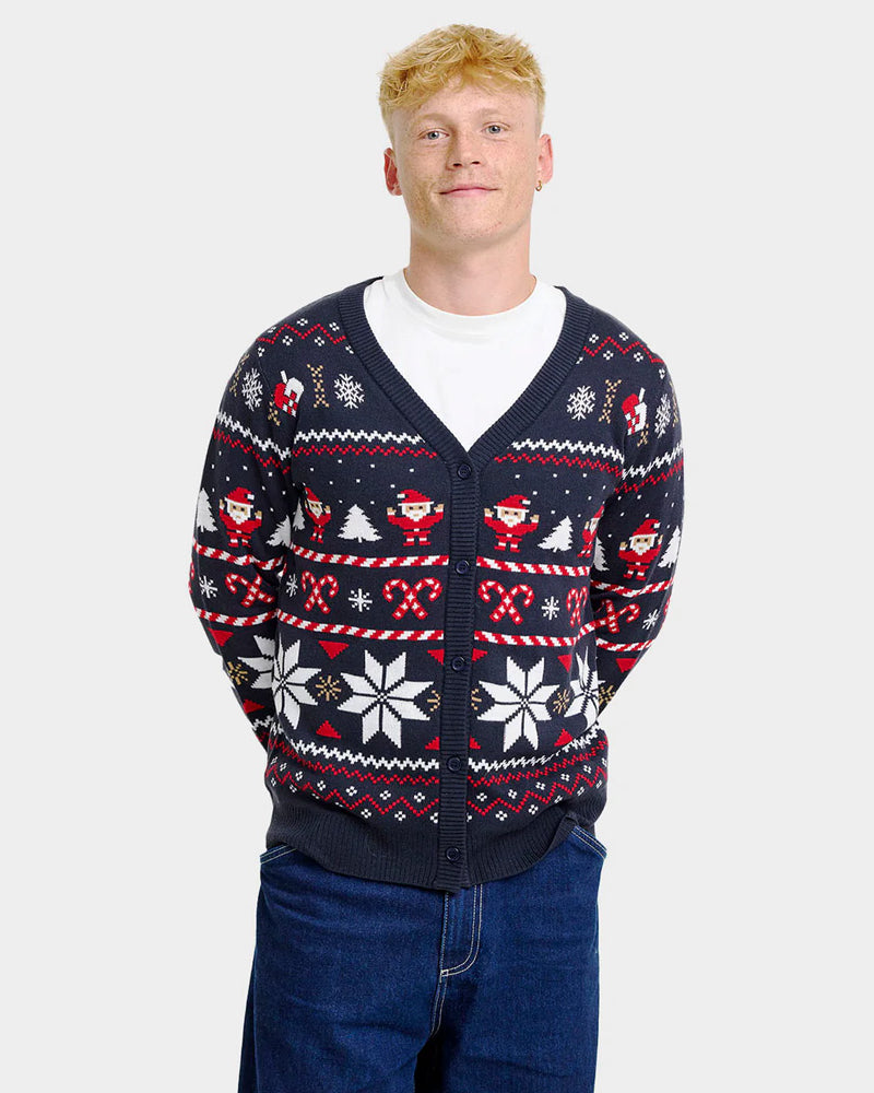 Jersey de Navidad para Hombre Cárdigan Azul Estrellas Polares