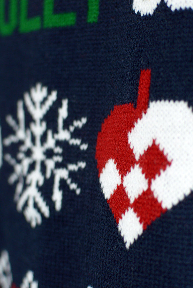 Jersey de Navidad para Hombre Cárdigan Azul y Rojo Corazón