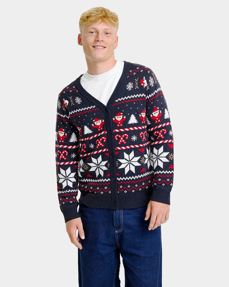 Jersey de Navidad para Hombre Cárdigan Estrellas Polares Azul