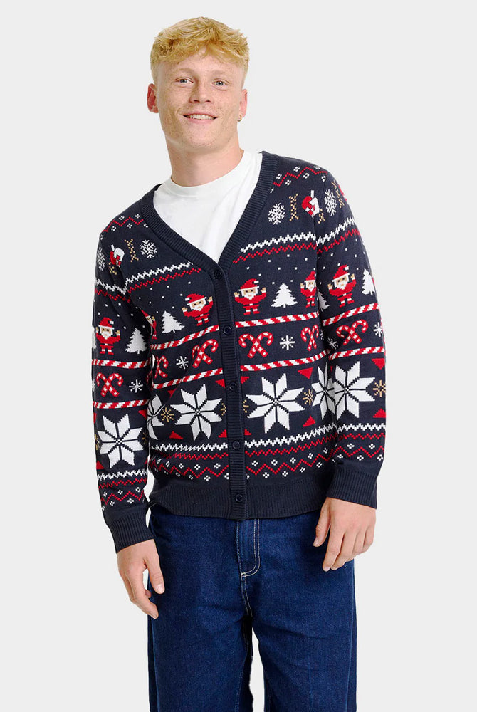 Jersey de Navidad para Hombre Cárdigan Estrellas Polares Azul