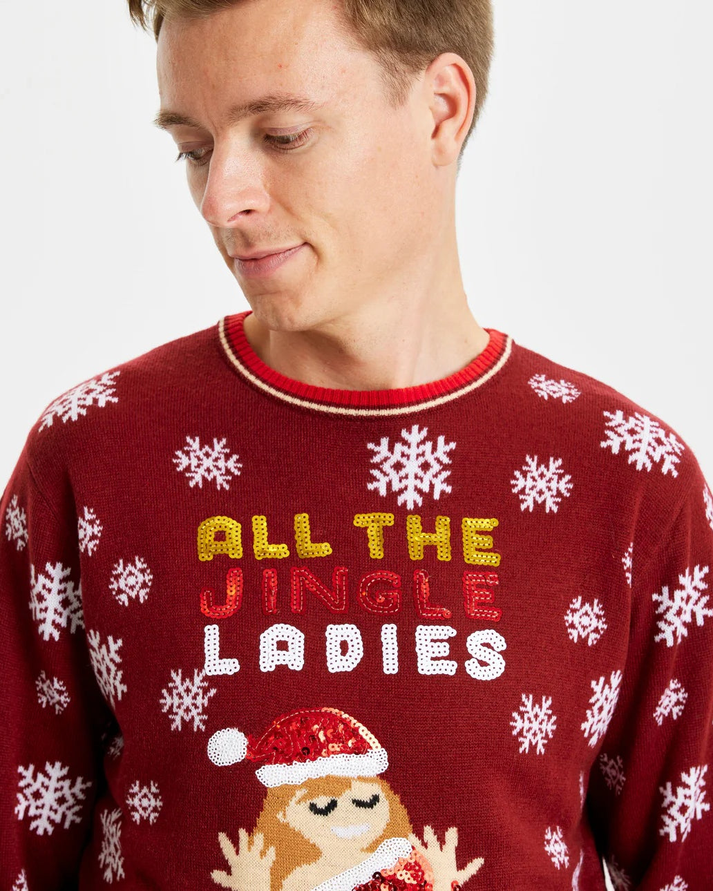 Jersey de Navidad para Hombre Jingles Ladies Lentejuelas
