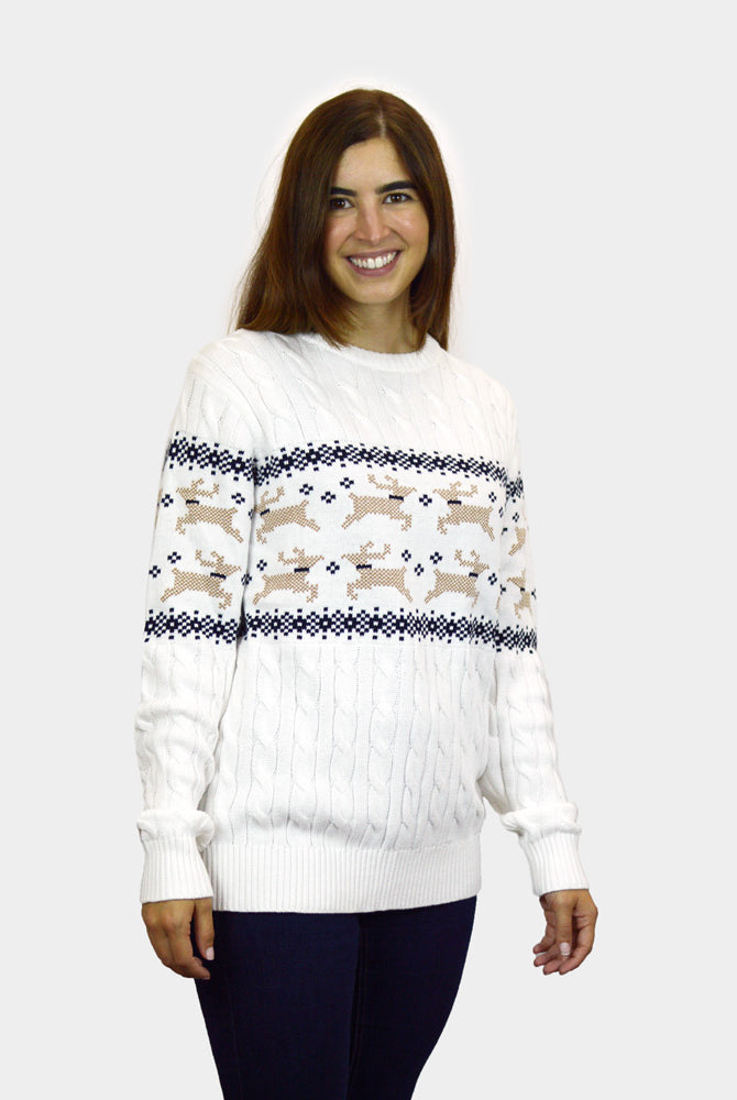 Jersey de Navidad Mujer y Hombre Elegante Blanco Alaska