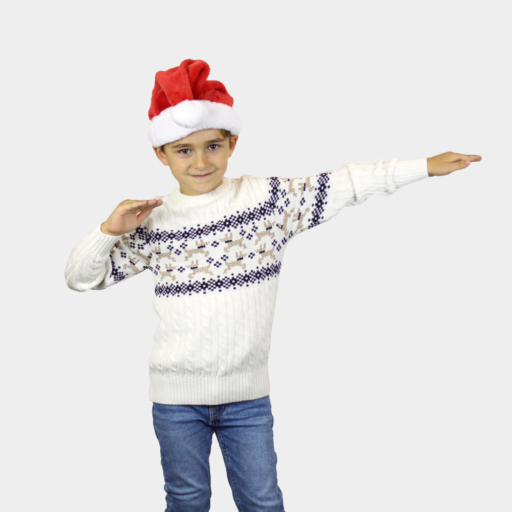 Jersey de Navidad Niño y Hombre Elegante Blanco Alaska