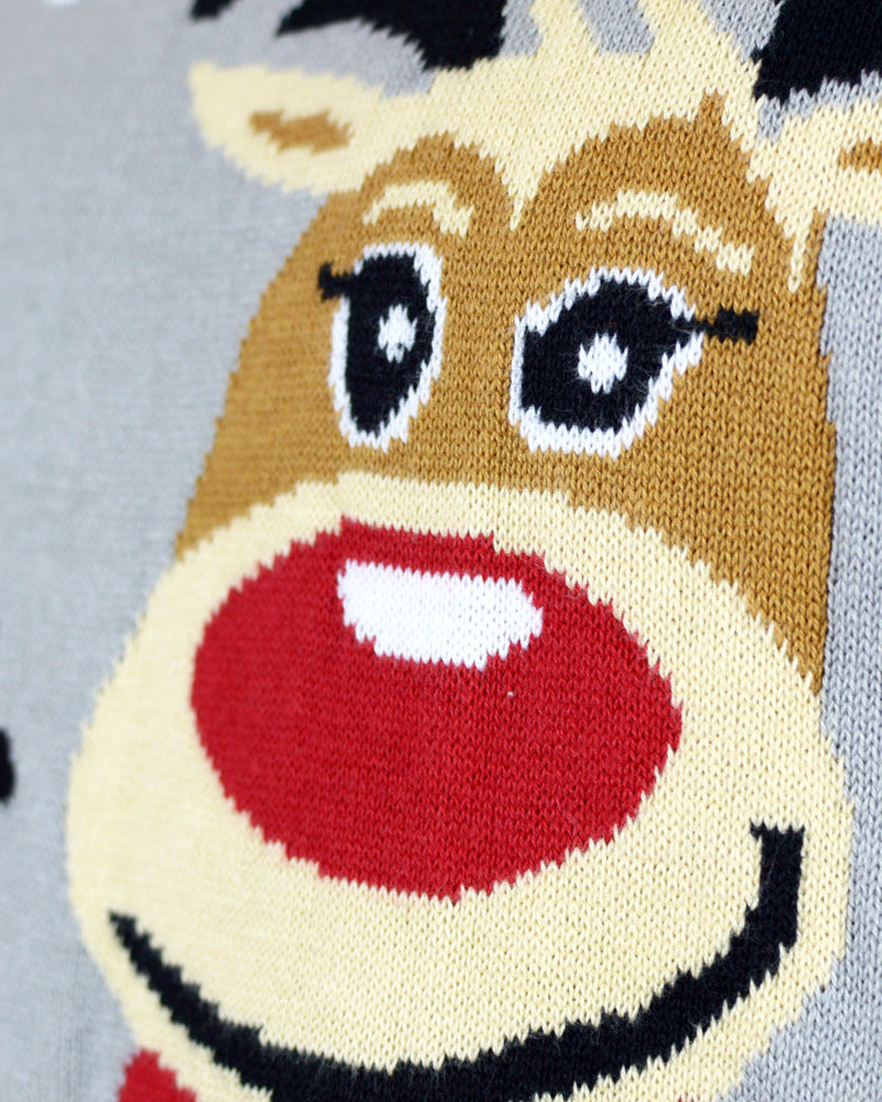 Jersey de Navidad Renas Cute Mujer Gris